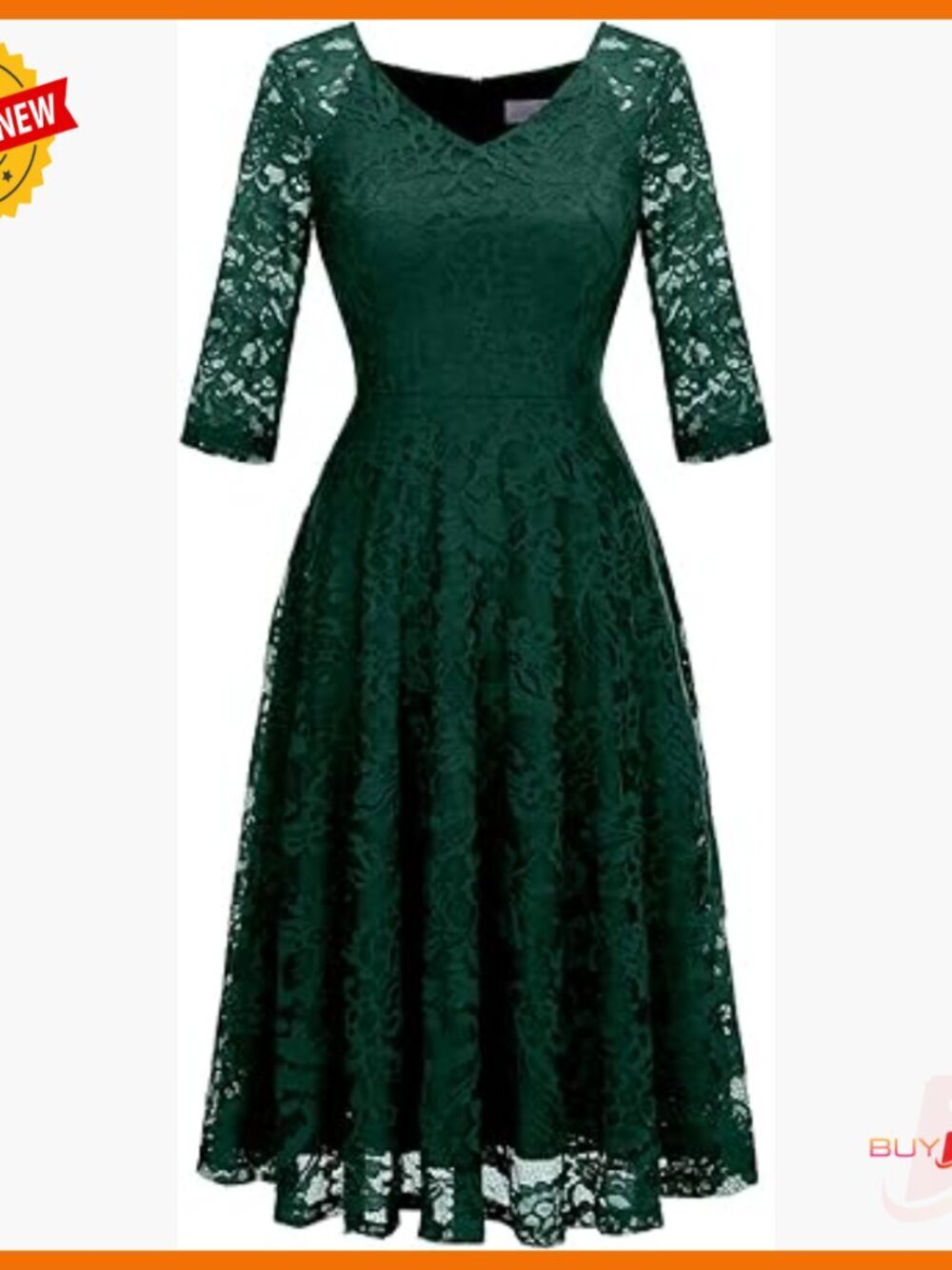 Long Sleeve Lace A-Line Midi Dress Formal Wedding Guest Party Cocktail